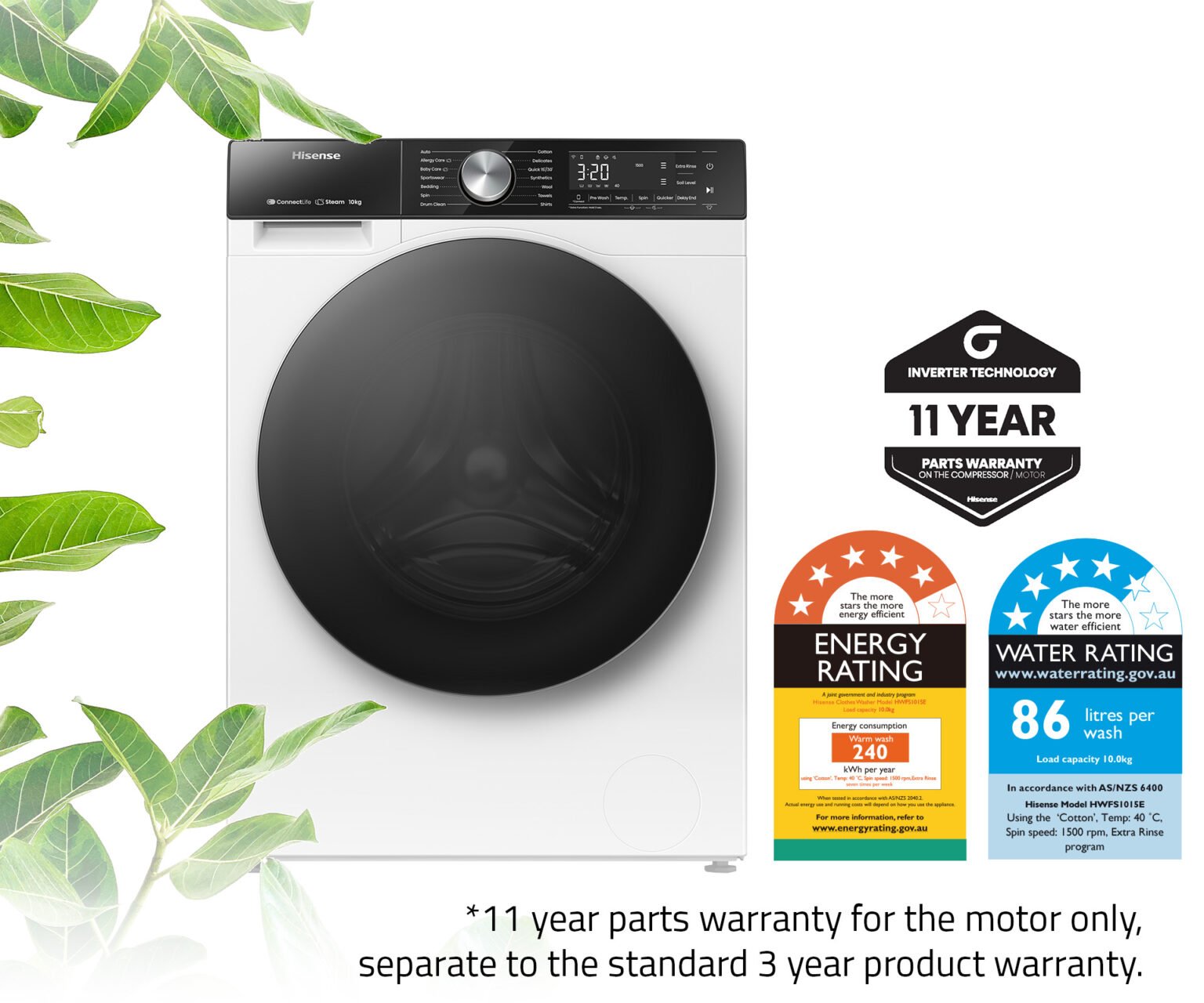 Hisense 10kg Series 5 Front Load Washing Machine (HWFS1015E) - Image 12