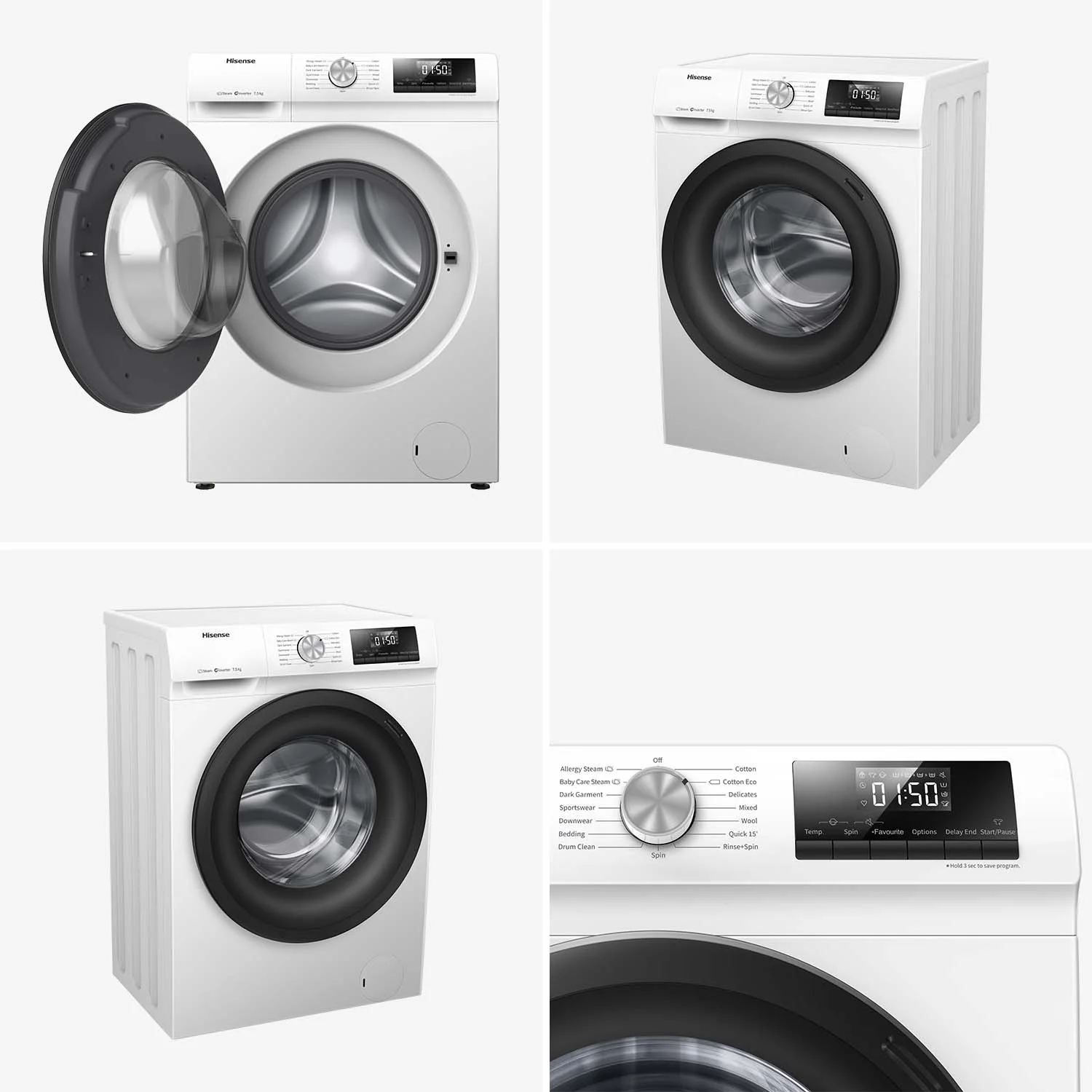 Hisense HWFS37514W2 Series 3 7.5kg Front Load Washer - Image 2