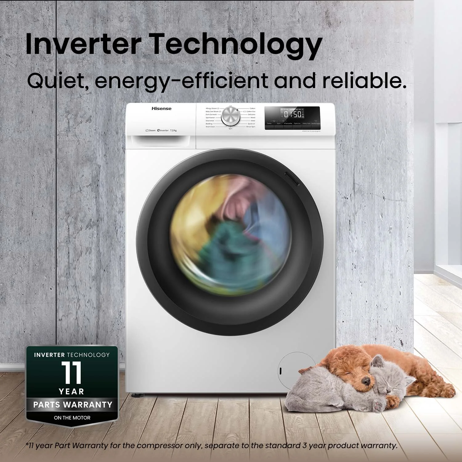 Hisense HWFS37514W2 Series 3 7.5kg Front Load Washer - Image 6