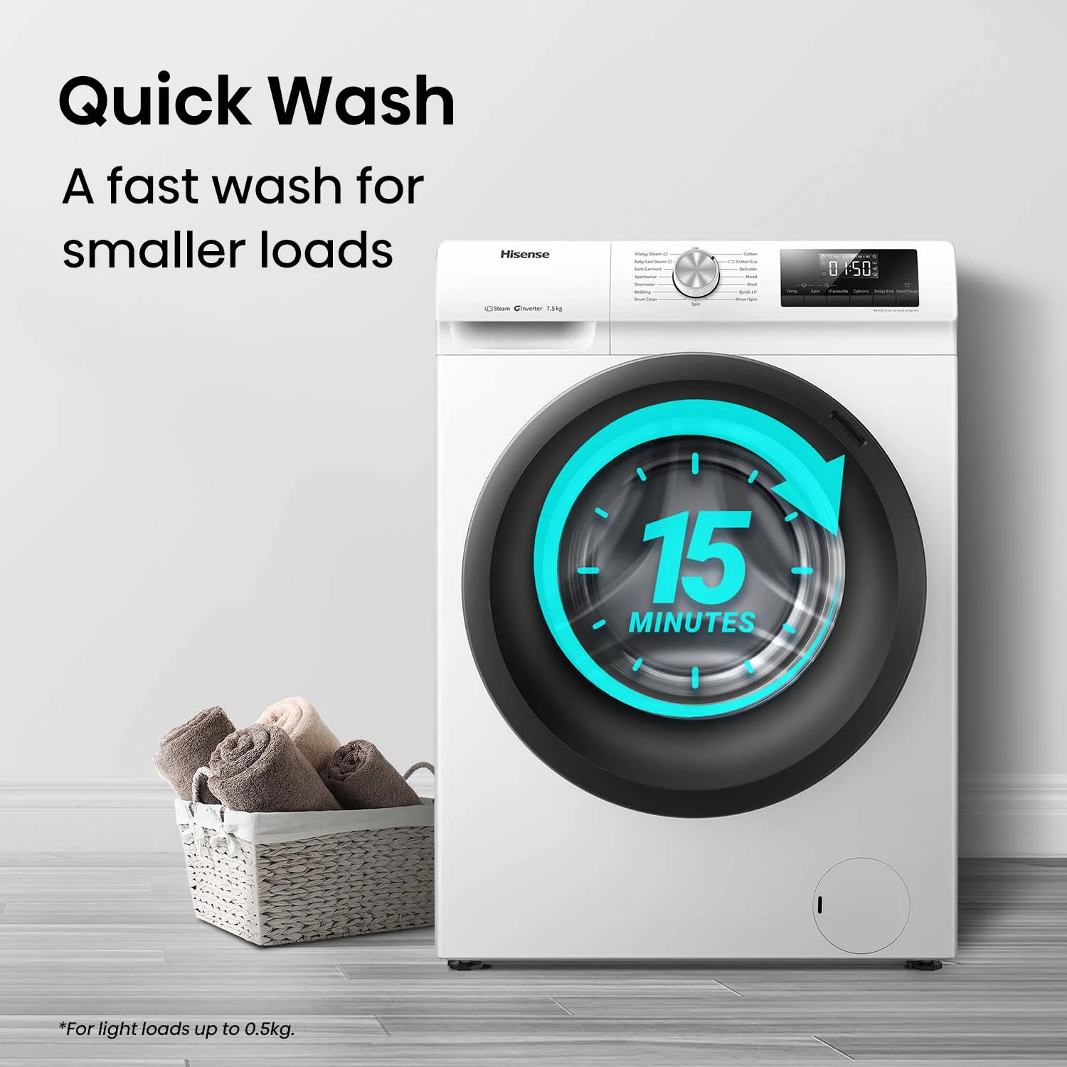 Hisense HWFS37514W2 Series 3 7.5kg Front Load Washer - Image 8